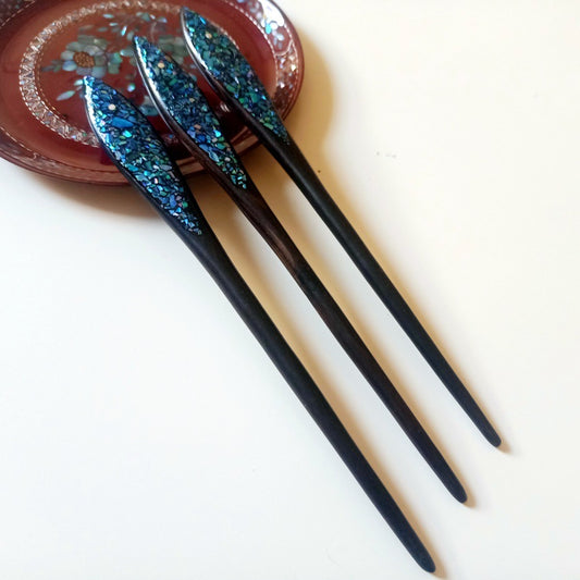 [Living Heritage] Galaxy Abalone Shell Inlay Sandalwood Hairpin & Fork Collection