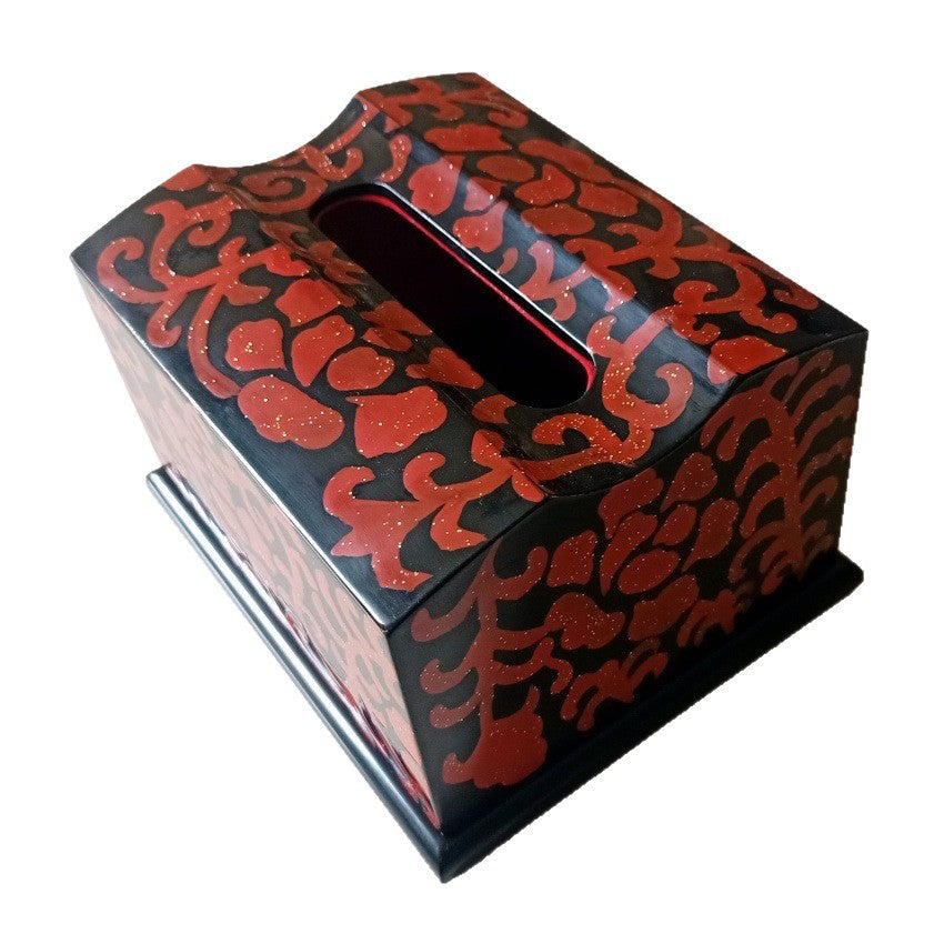[Living Heritage] Floral Scrollwork Lacquer Tissue Box Cover