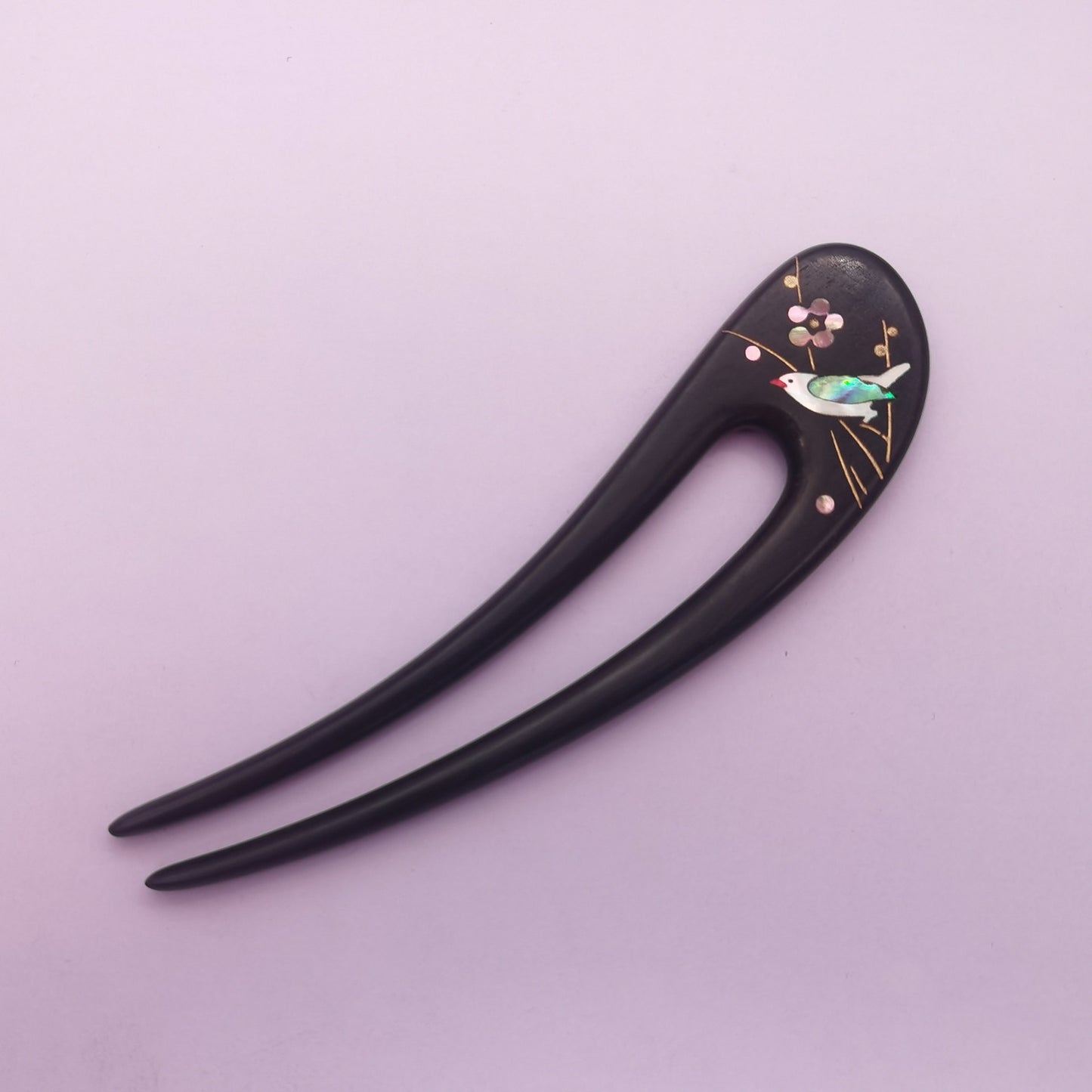 [Living Heritage] Floral Lacquer & Mother-of-pearl Inlay Sandalwood Hair Fork