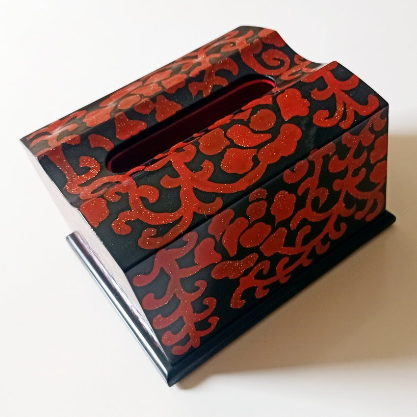 [Living Heritage] Floral Scrollwork Lacquer Tissue Box Cover