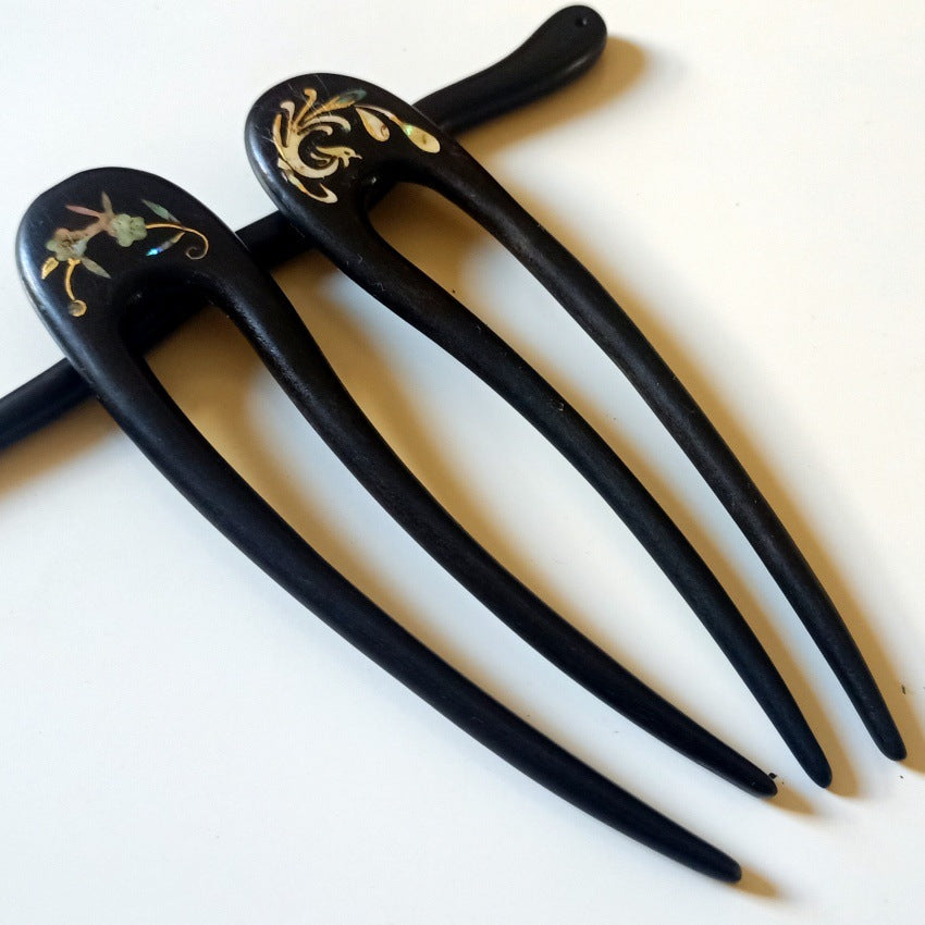[Living Heritage] Mother-of-pearl Inlay Sandalwood Hairpin & Fork Collection