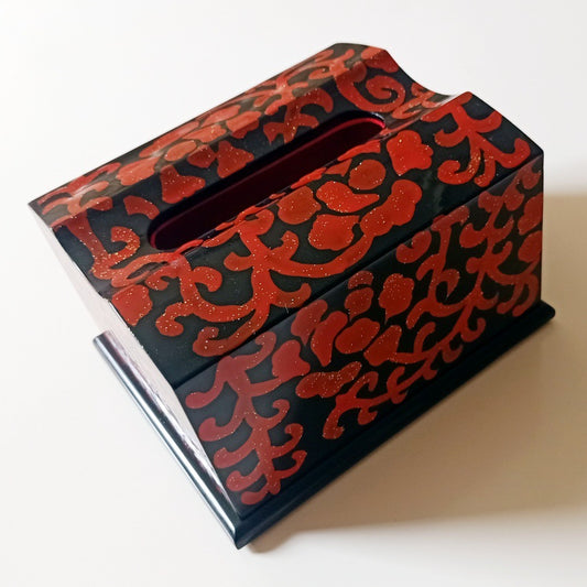 [Living Heritage] Floral Scrollwork Lacquer Tissue Box Cover