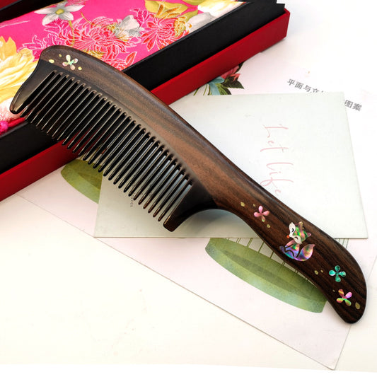 [Living Heritage] Spirit Fox & Butterfly Mother-of-pearl Inlay Handcrafted Comb