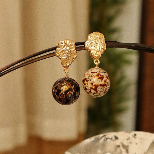 [Living Heritage] Molten Gilt & Lacquer Bead Drop Earrings