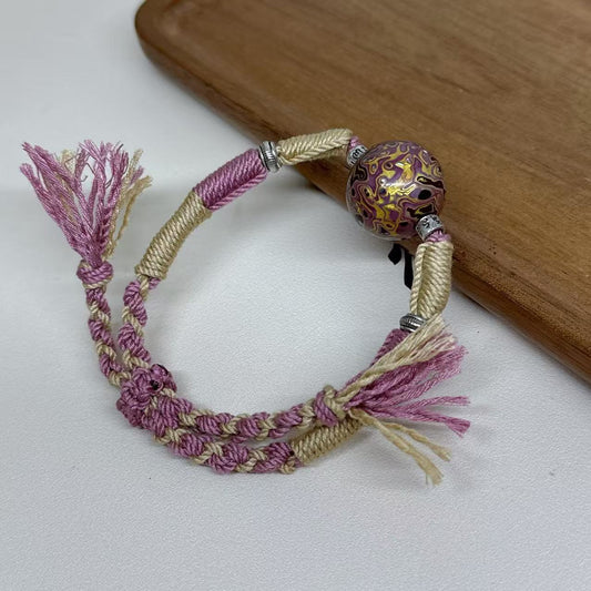 [Living Heritage] Gilded Auspicious Cloud Lacquer Bead Woven Bracelet