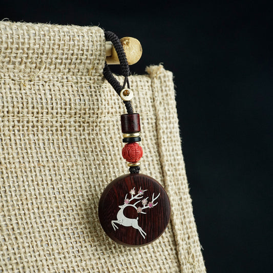 [Living Heritage] Blossom Antler Deer Mother-of-pearl Inlay Red Sandalwood Pendant