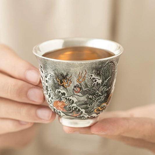 [Living Heritage] Ink Dragon Silver-Lined Teacup