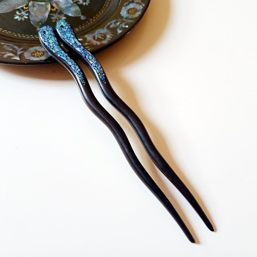 [Living Heritage] Mother-of-pearl Inlay Sandalwood Hairpin & Fork Collection