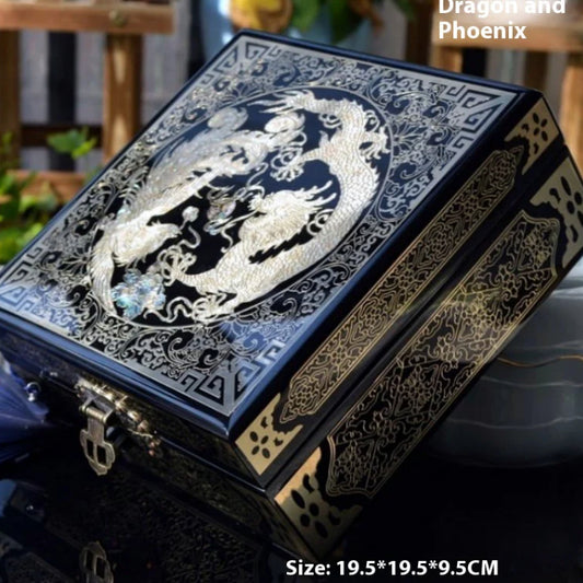 [Living Heritage] Mythical Beasts Mother-of-pearl & Wire Inlay Lacquer Jewelry Box
