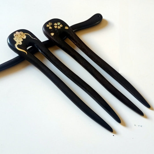 [Living Heritage] Mother-of-pearl Inlay Sandalwood Hairpin & Fork Collection