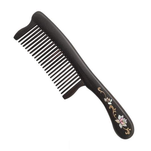 [Living Heritage] Lotus Scroll Mother-of-pearl Inlay Sandalwood Comb