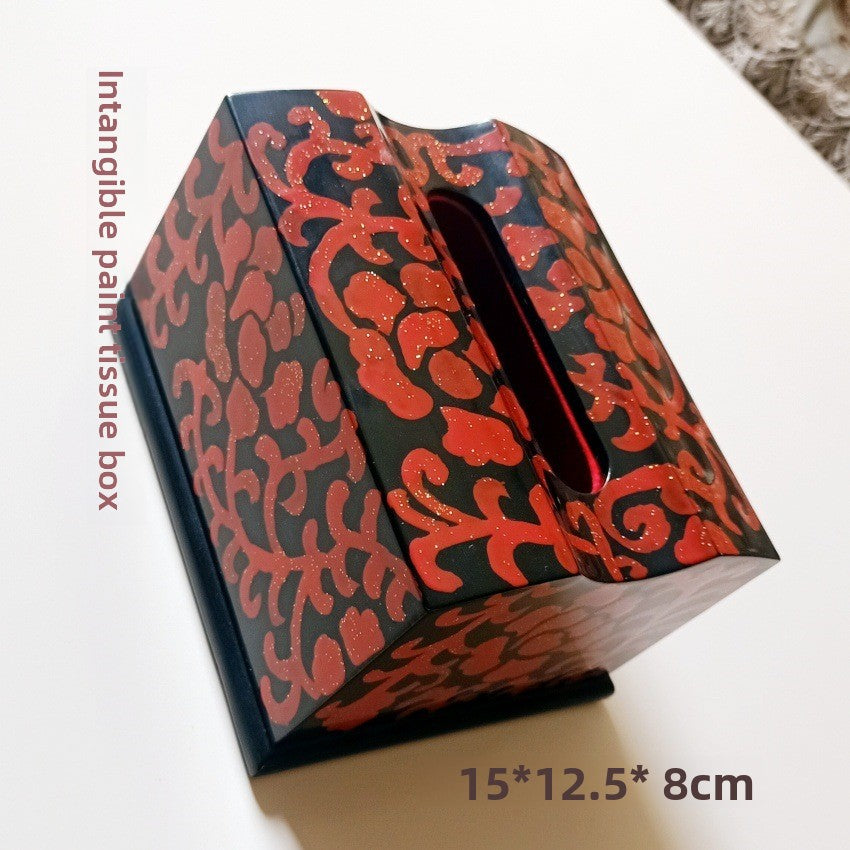 [Living Heritage] Floral Scrollwork Lacquer Tissue Box Cover